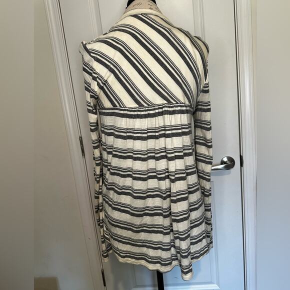 Ella Moss Women's sz L Cream Gray/Silver Stripe Open Drape Cardigan Sweater - Picture 7 of 10